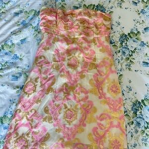 Lilly Pulitzer Pink and Gold Patterned Dress (Perfect for Rush)